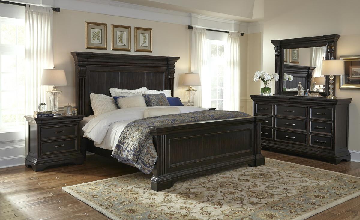 Pulaski Caldwell California King Panel Bed in Dark Wood - Luxury Home Furniture (MI)