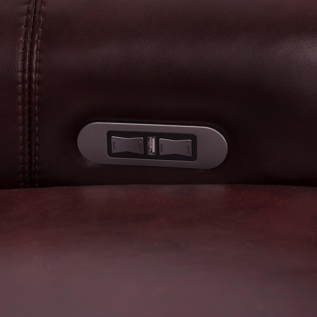 Pulaski Grant Leather Power Reclining Sofa in Oxblood