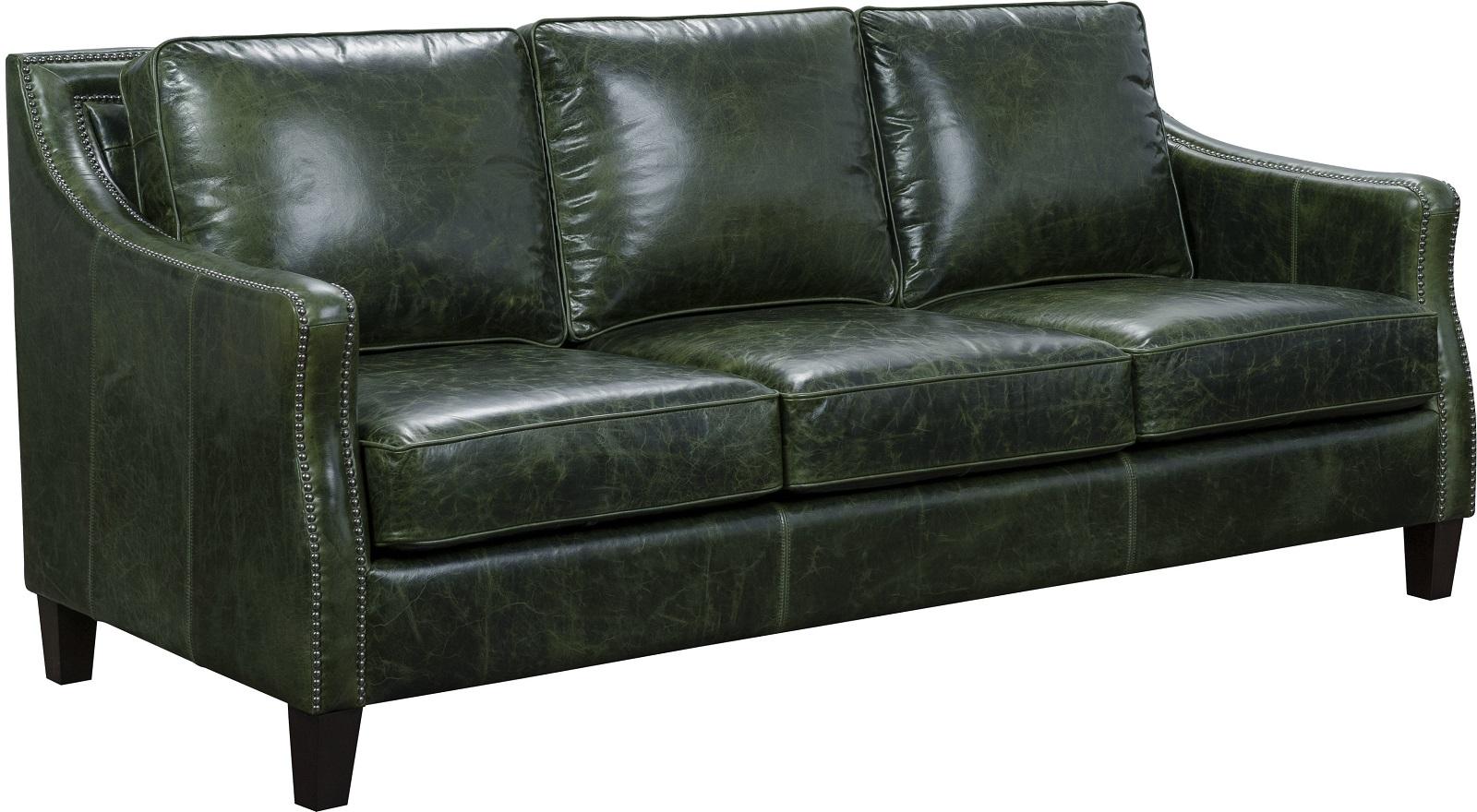 Pulaski Miles Leather Sofa in Verdant Green
