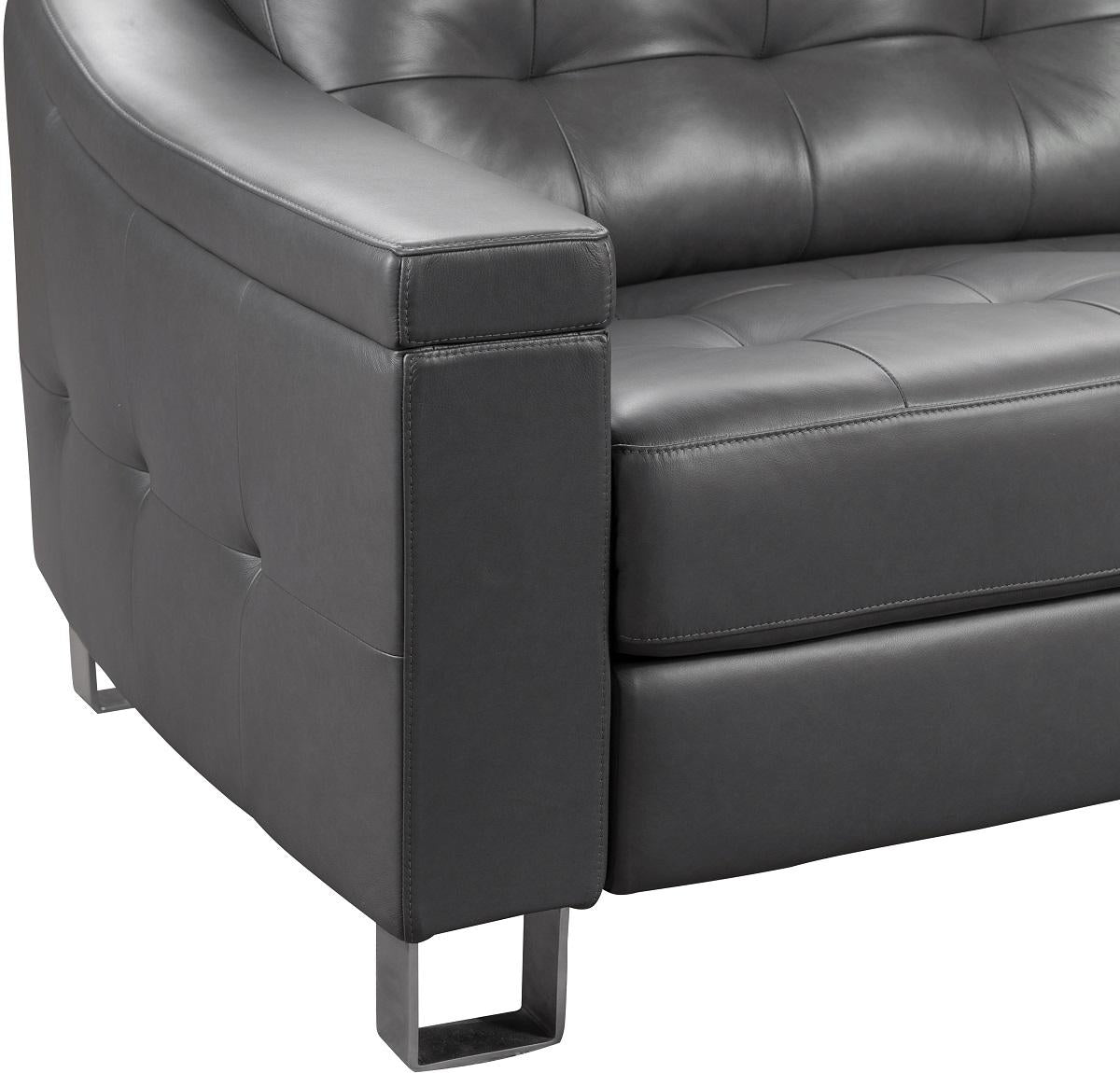 Pulaski Parker Leather Reclining Loveseat in Supple Gray - Luxury Home Furniture (MI)
