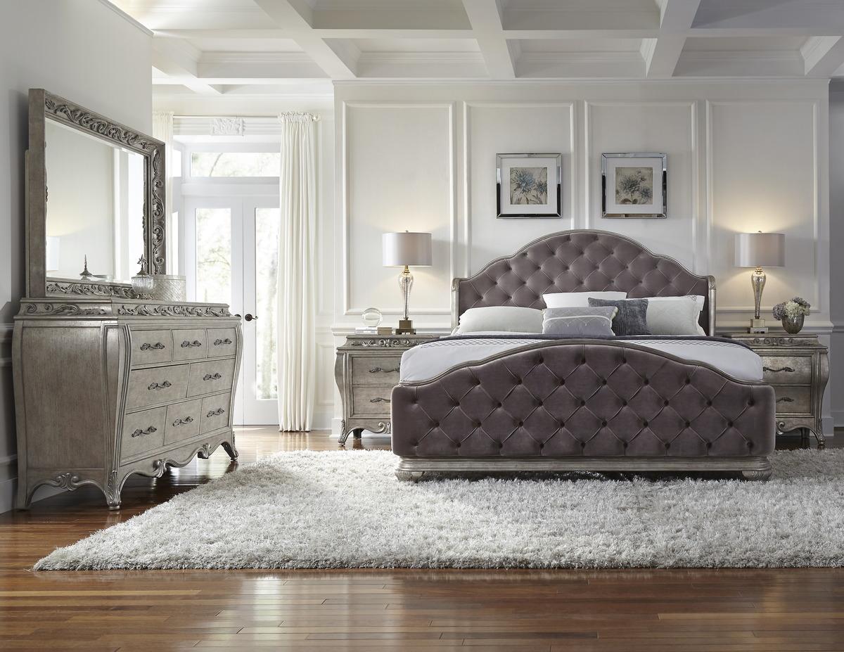 Pulaski Rhianna King Upholstered Bed in Silver Patina - Luxury Home Furniture (MI)