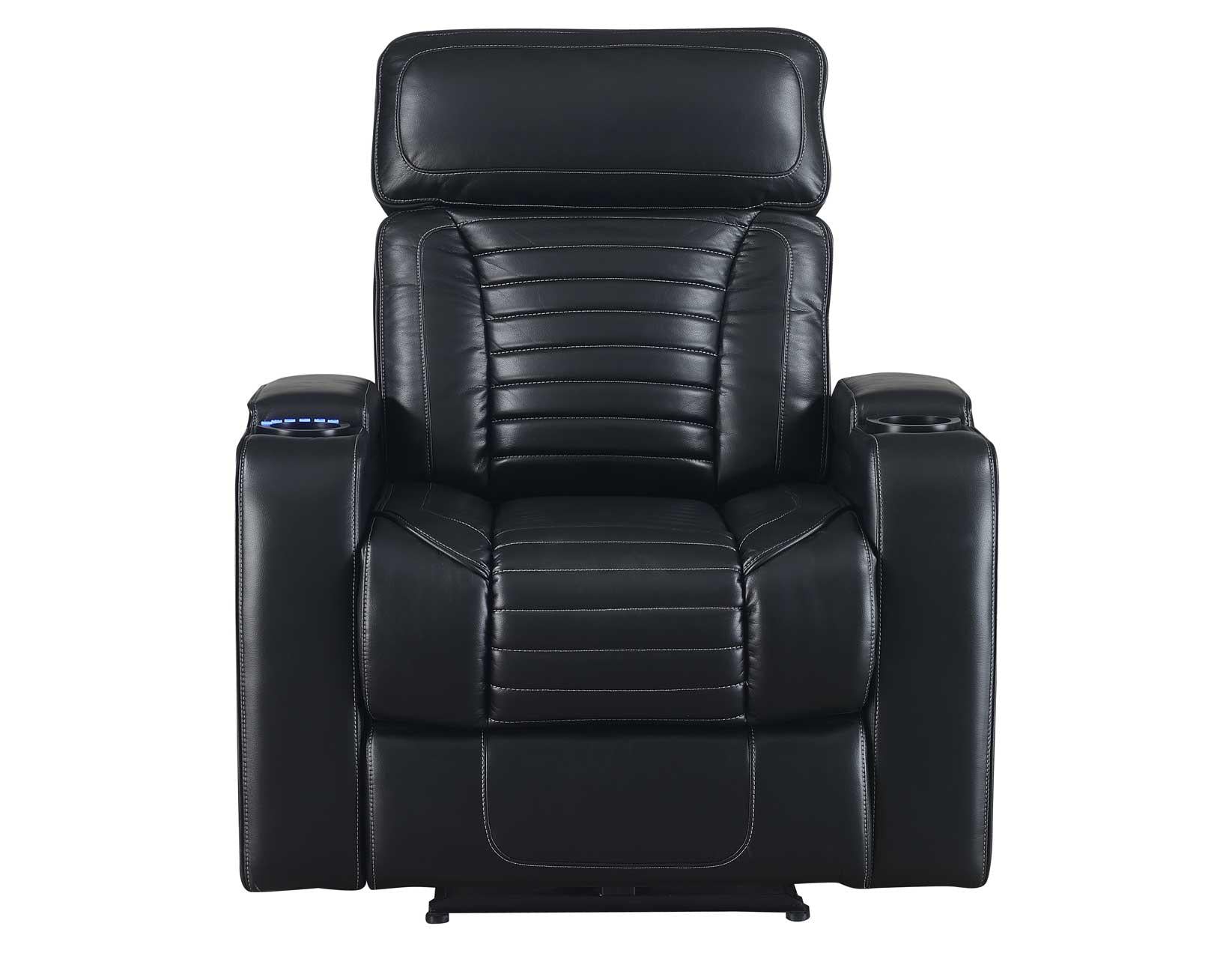 Steve Silver Lavon Dual Power Leatherette Recliner in Midnight - Luxury Home Furniture (MI)