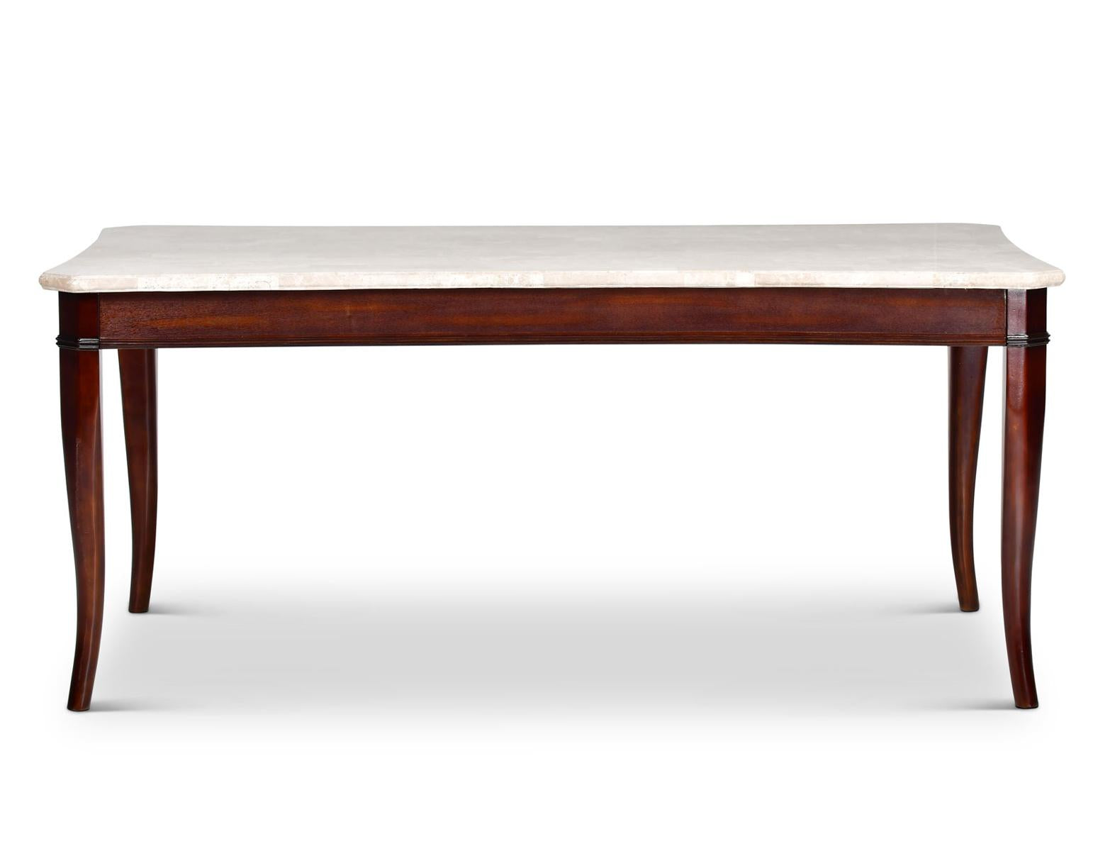 Steve Silver Marseille Marble Top Dining Table in Merlot Cherry