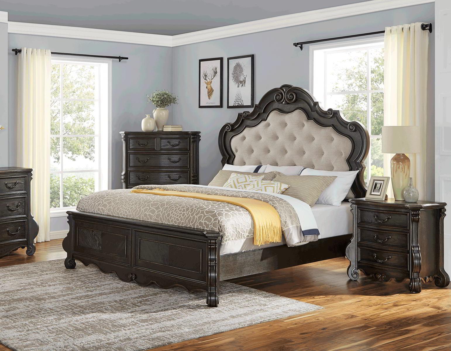 Steve Silver Rhapsody King Panel Bed in Molasses - Luxury Home Furniture (MI)