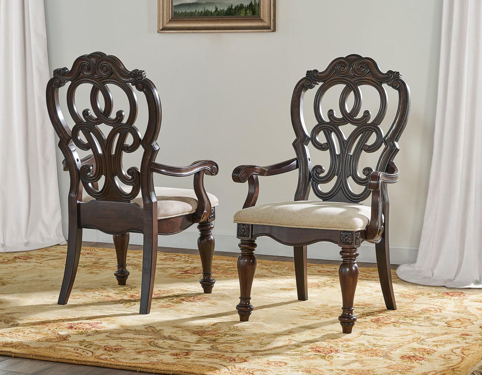 Steve Silver Royale Arm Chair in Brown Pecan (Set of 2)