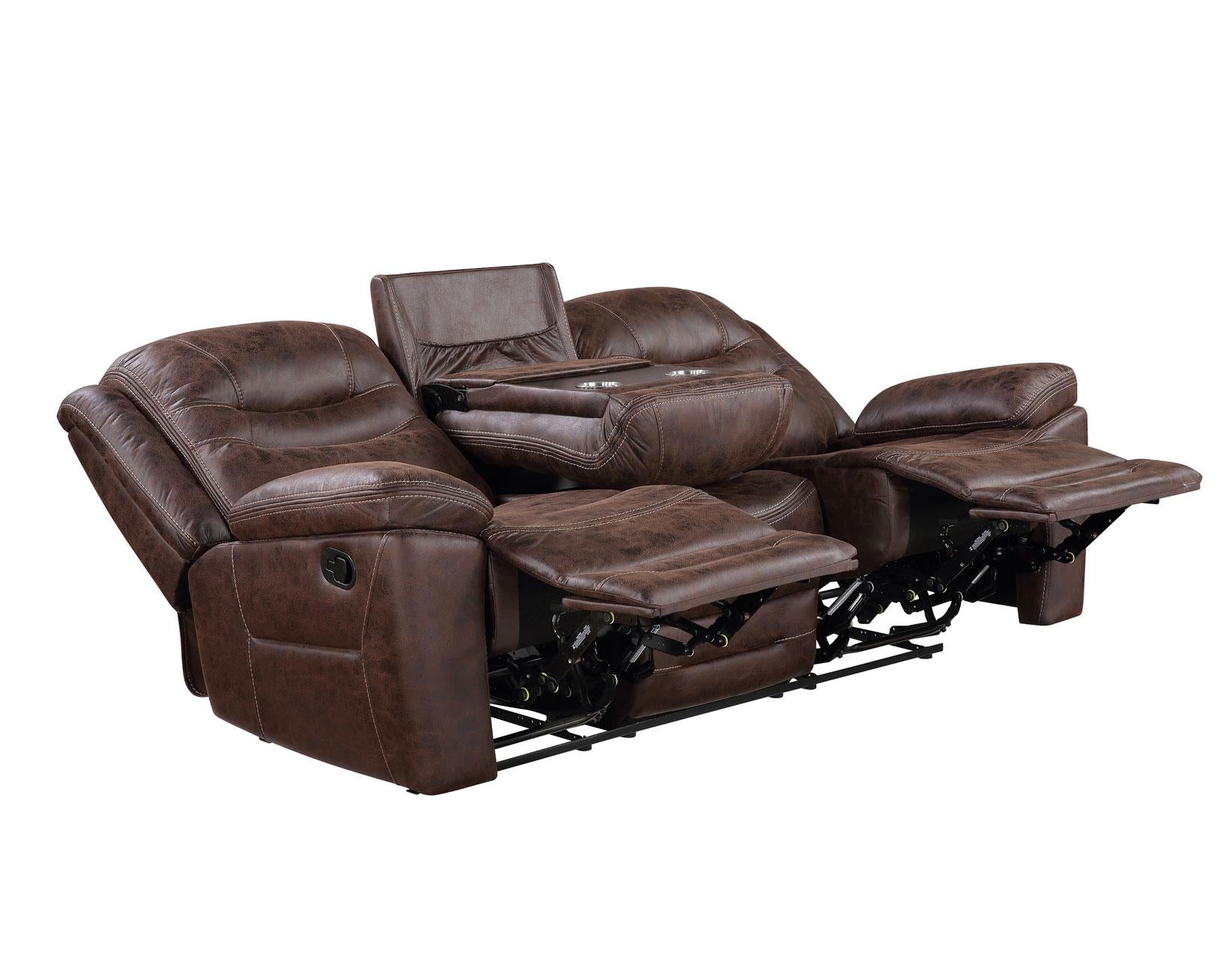 Steve Silver Stetson Manual Reclining Sofa w/ Dropdown Table in Merlot - Luxury Home Furniture (MI)