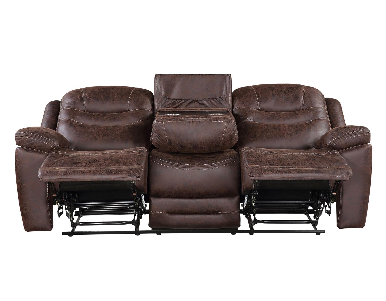 Steve Silver Stetson Manual Reclining Sofa w/ Dropdown Table in Merlot - Luxury Home Furniture (MI)