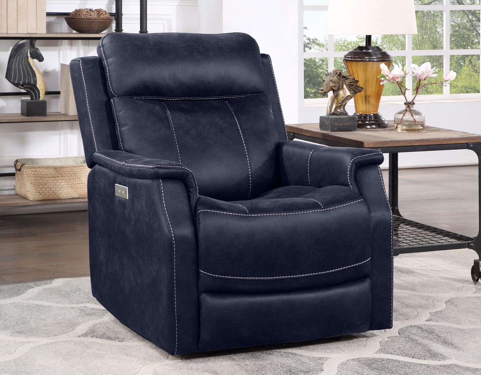 Steve Silver Valencia Dual Power Leatherette Recliner in Ocean Blue