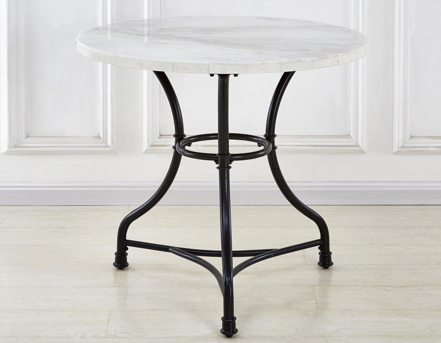 Steve Silver Claire Round White Marble Top Dining Table in White