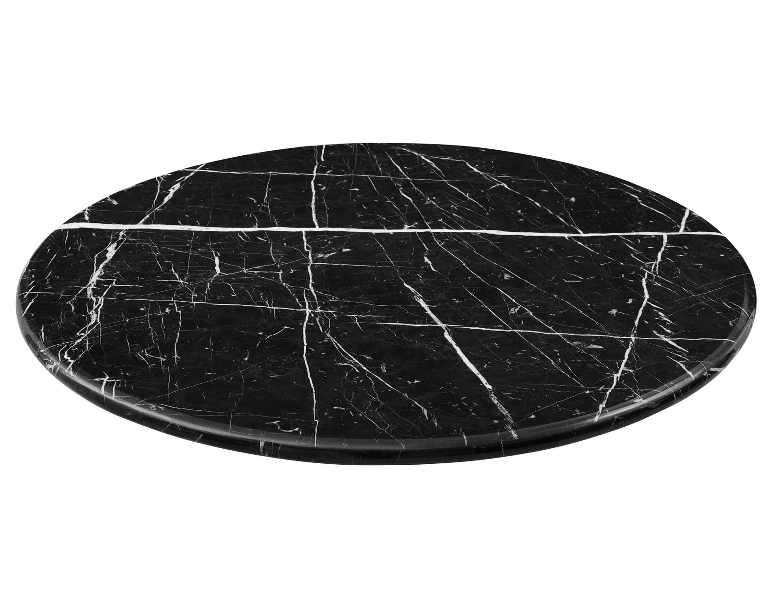 Steve Silver Colfax Round Black Marquina Marble Top Dining Table in Black
