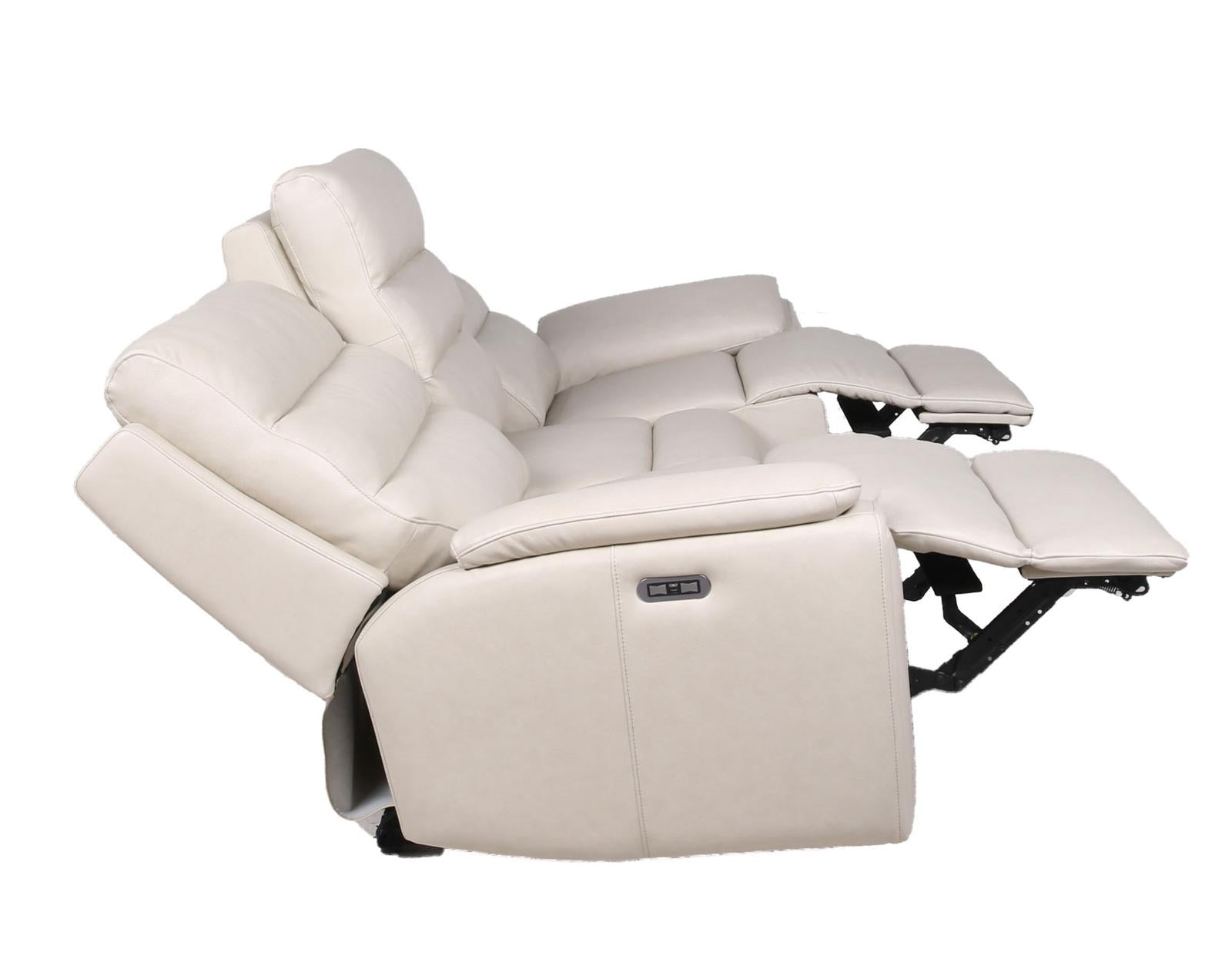 Steve Silver Duval Leather Dual Power Reclining Sofa in Impressive Ivory