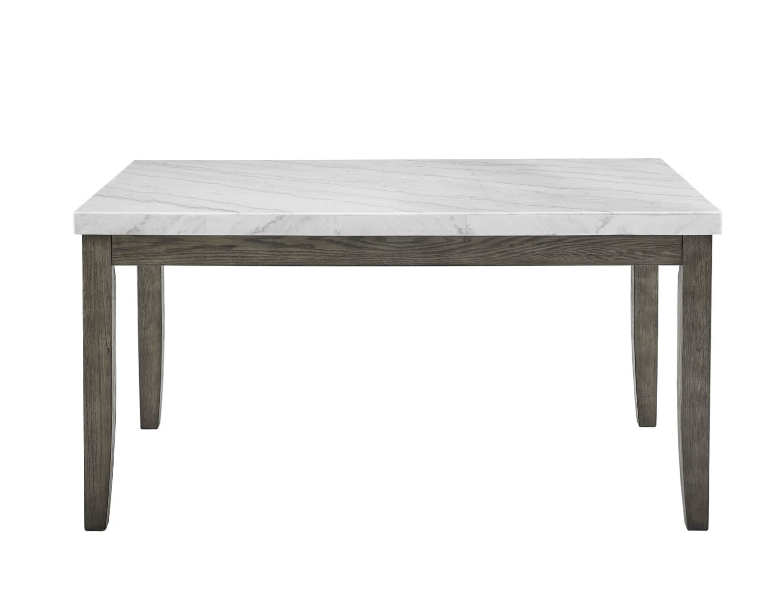 Steve Silver Emily White Marble Top Dining Table in Mossy Grey - Luxury Home Furniture (MI)