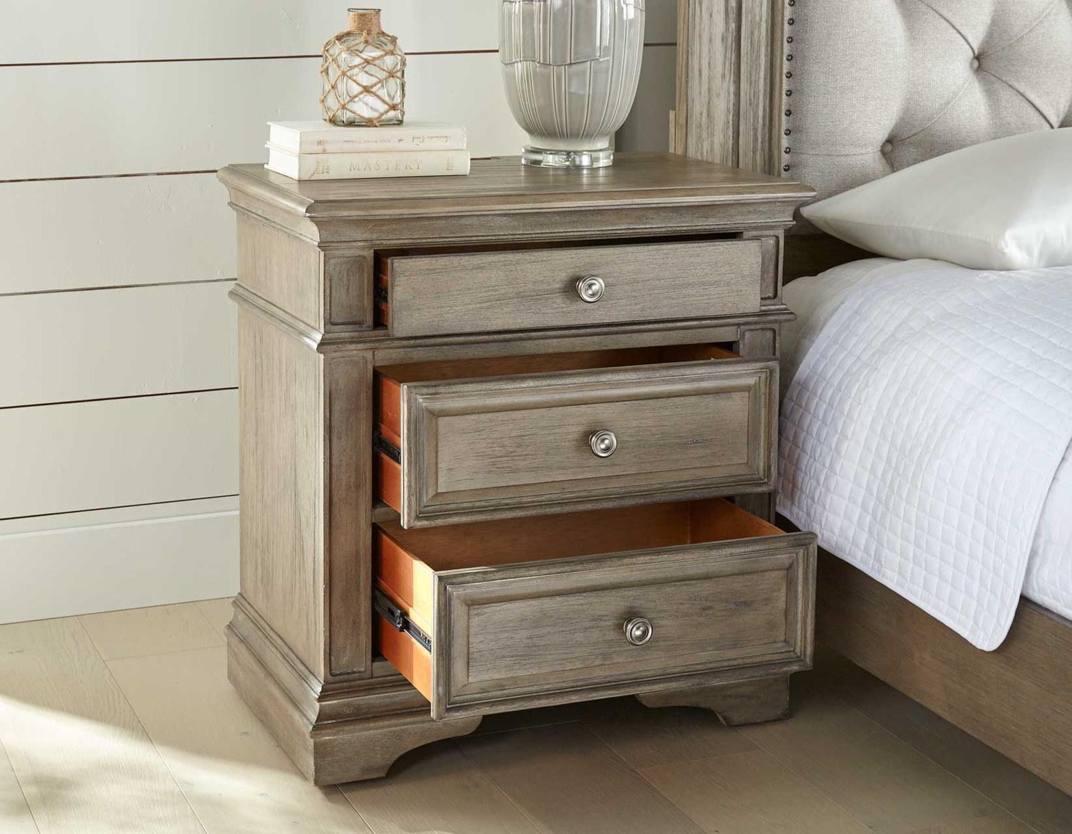 Steve Silver Highland Park 3 Drawer Nightstand in Waxed Driftwood - Luxury Home Furniture (MI)