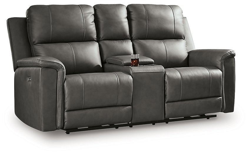 Bleckley Power Reclining Loveseat with Console - Luxury Home Furniture (MI)