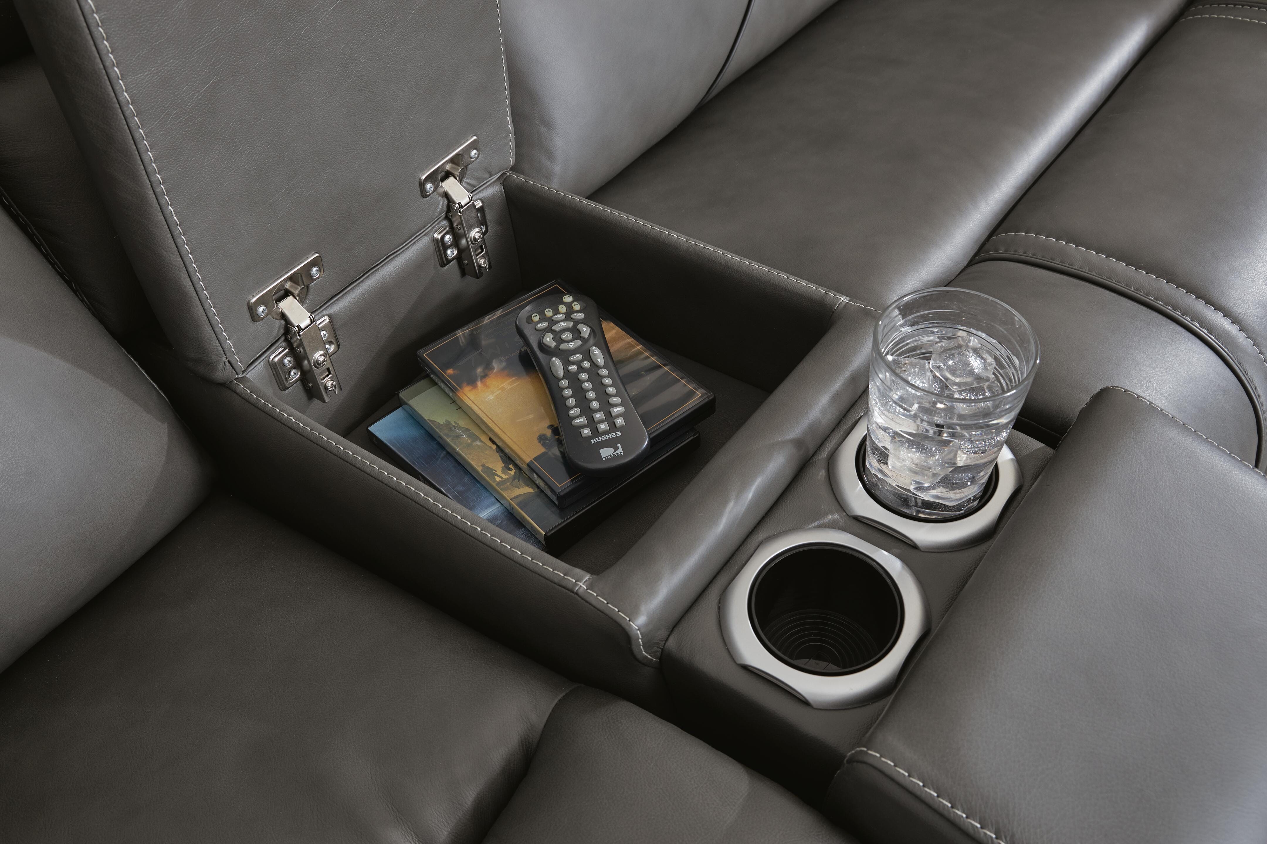 5Z - Pittson Power Reclining Sectional Loveseat with Console - Luxury Home Furniture (MI)
