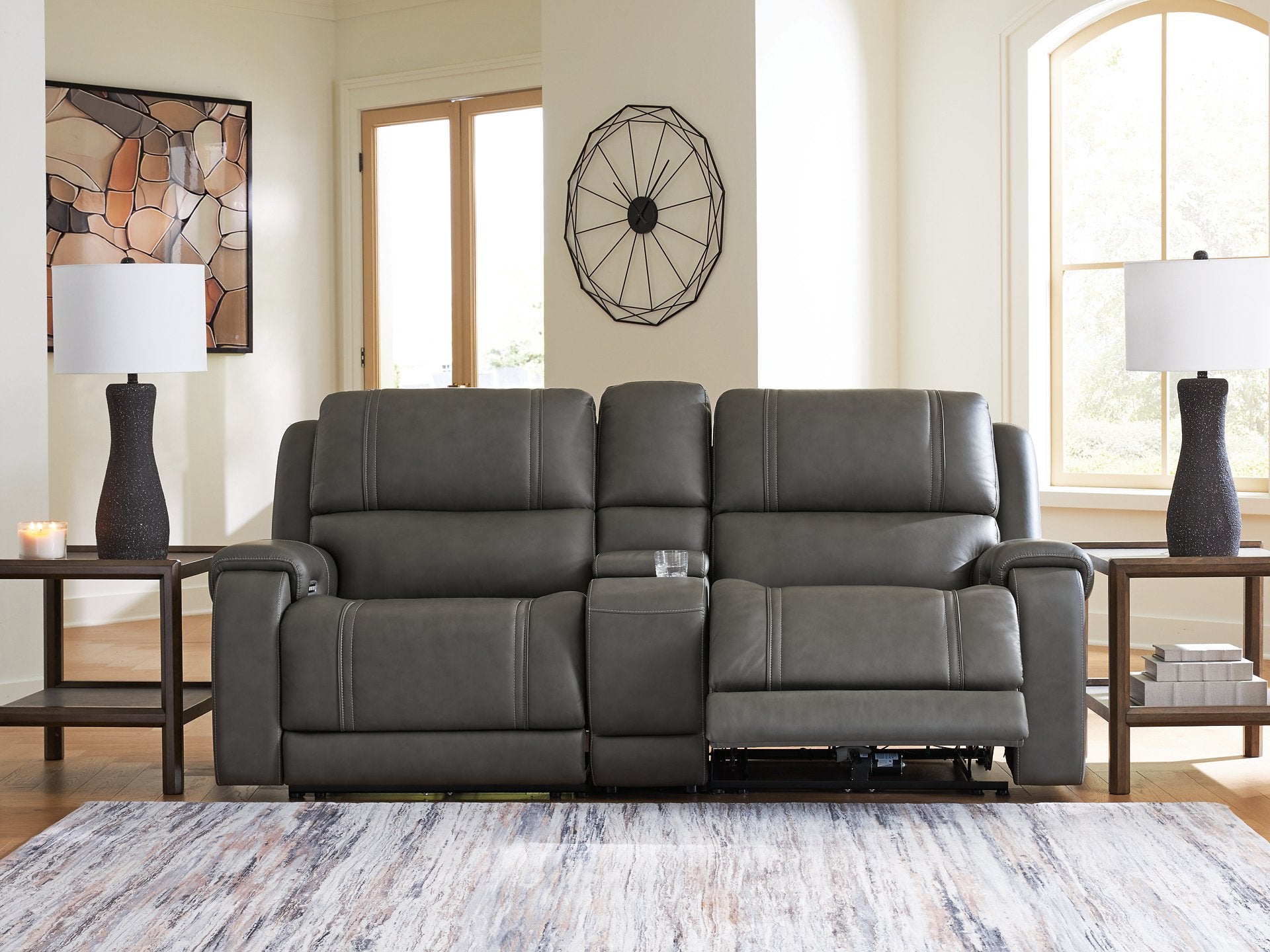 5Z - Pittson Power Reclining Sectional Loveseat with Console - Luxury Home Furniture (MI)
