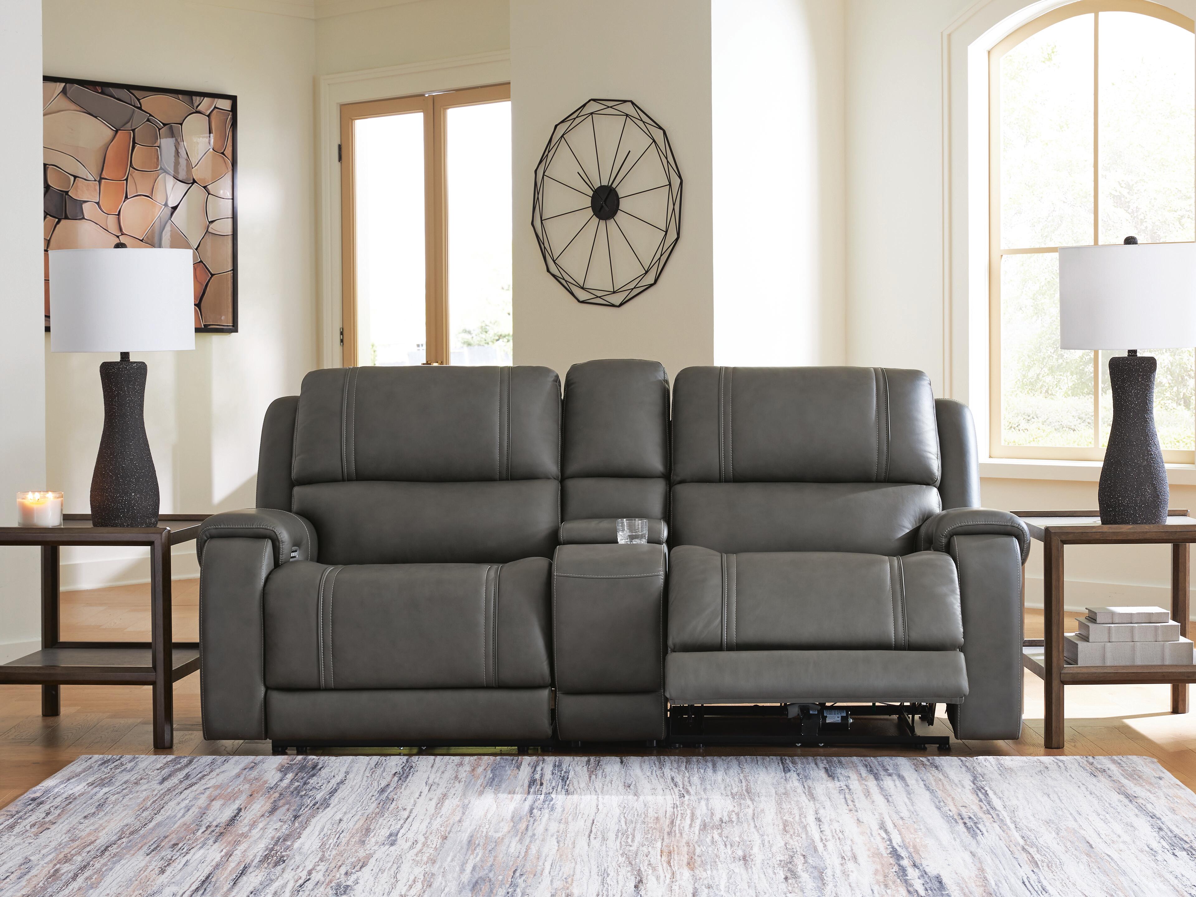 5Z - Pittson Power Reclining Sectional Loveseat with Console - Luxury Home Furniture (MI)
