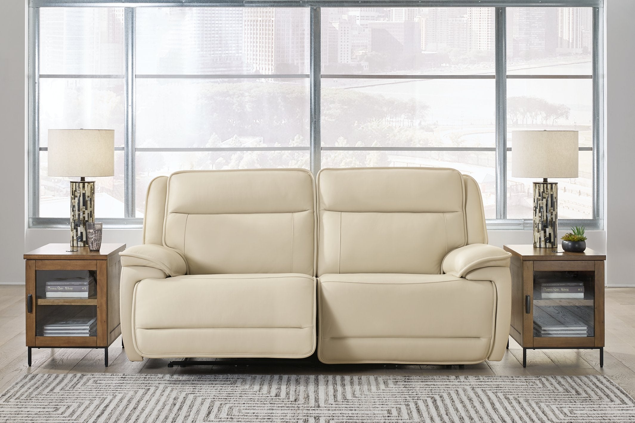 Double Deal Power Reclining Loveseat Sectional - Luxury Home Furniture (MI)
