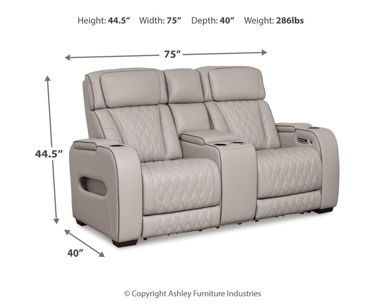 Boyington Power Reclining Loveseat with Console - Luxury Home Furniture (MI)