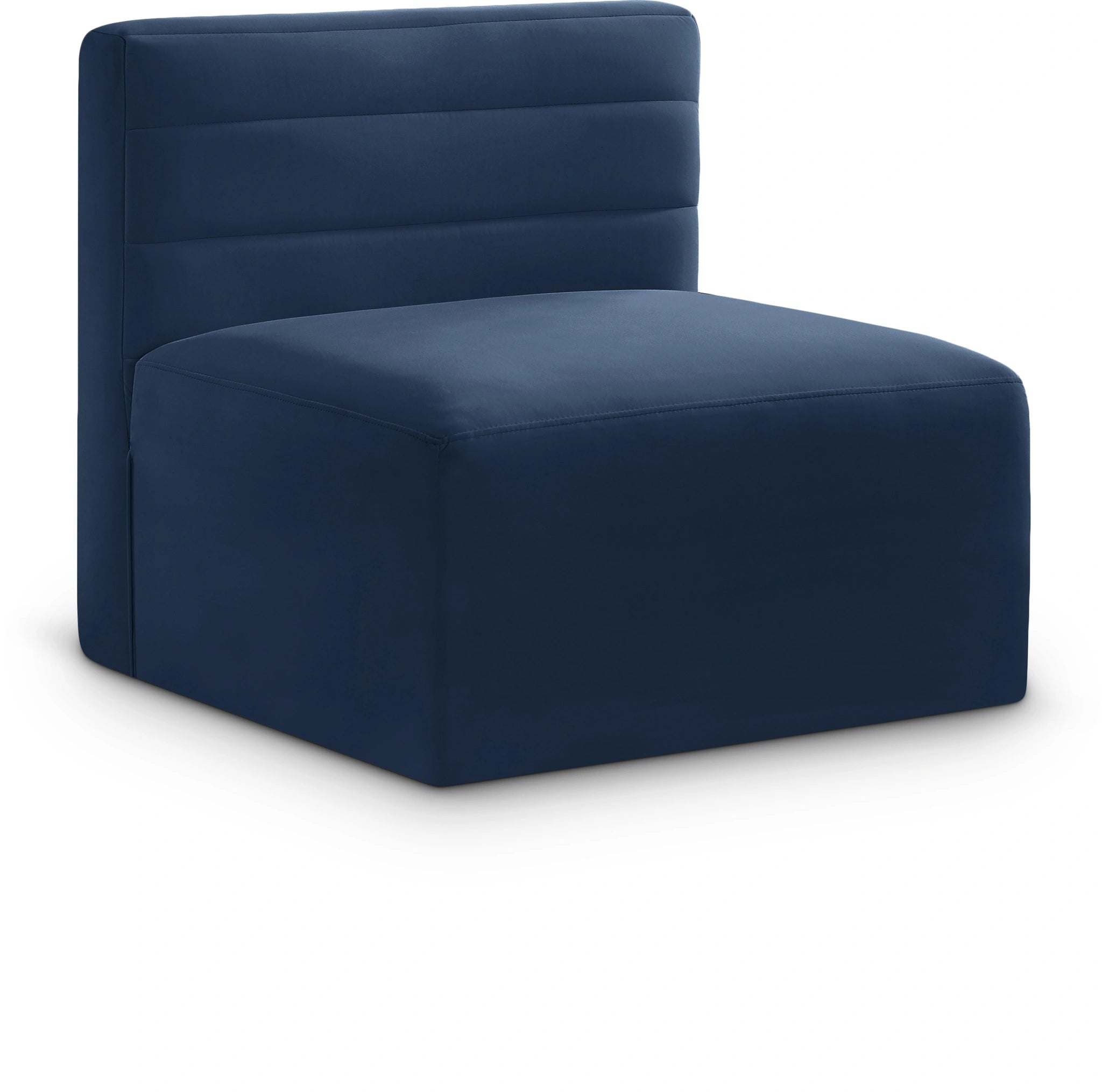 Quincy Navy Velvet Modular Armless Chair