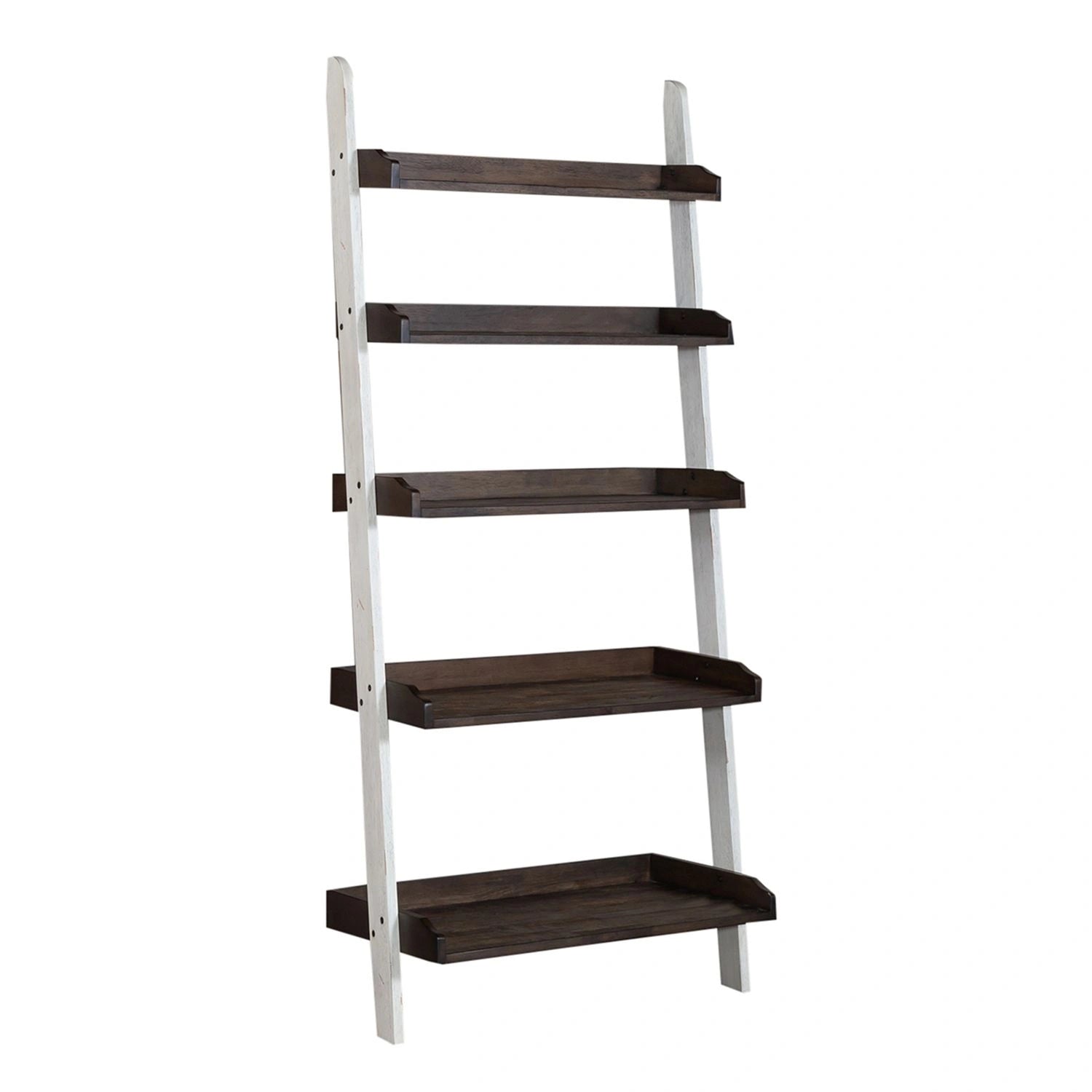 Farmhouse Leaning Bookcase in White/Oak image