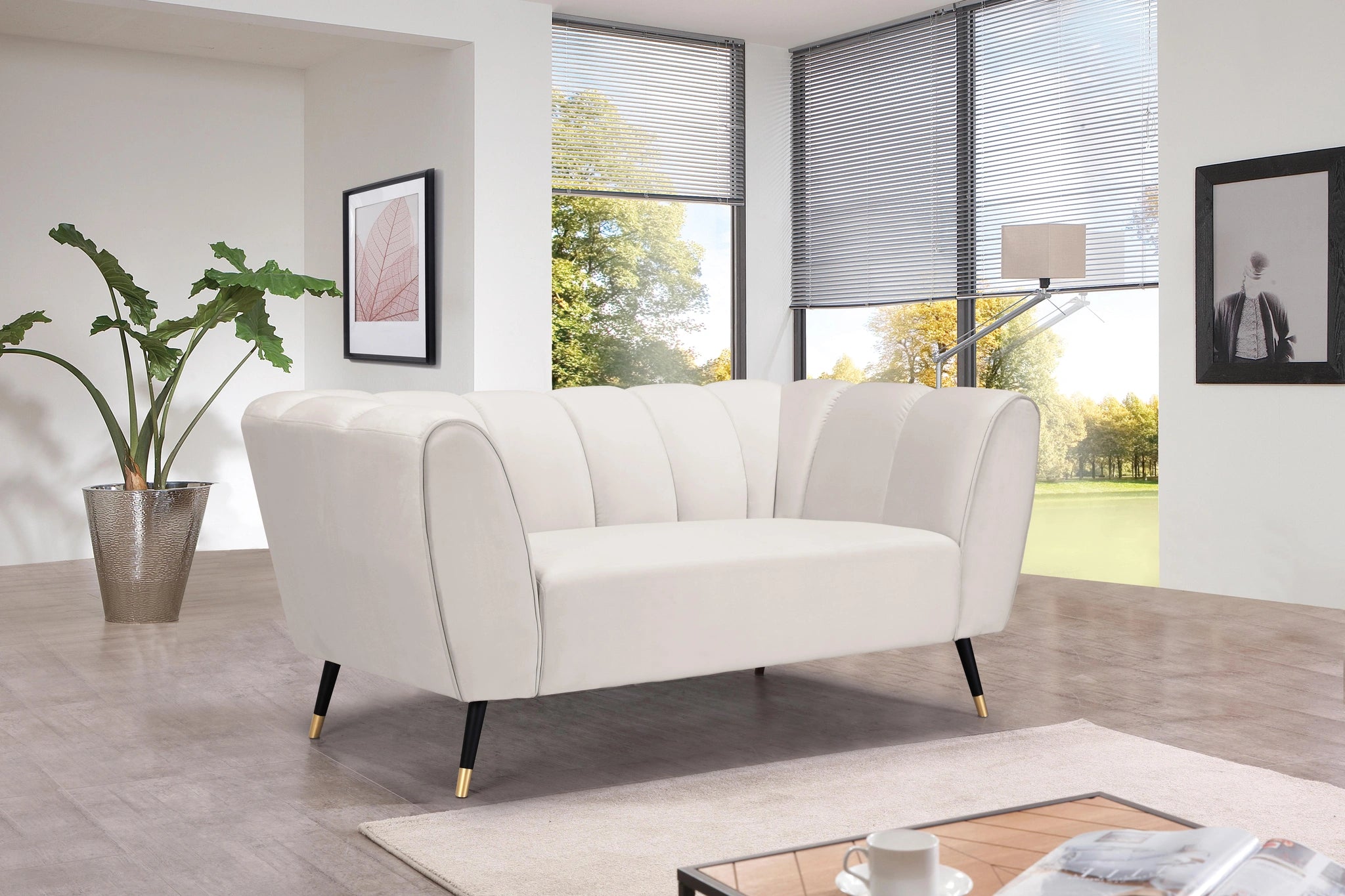 Beaumont Cream Velvet Loveseat