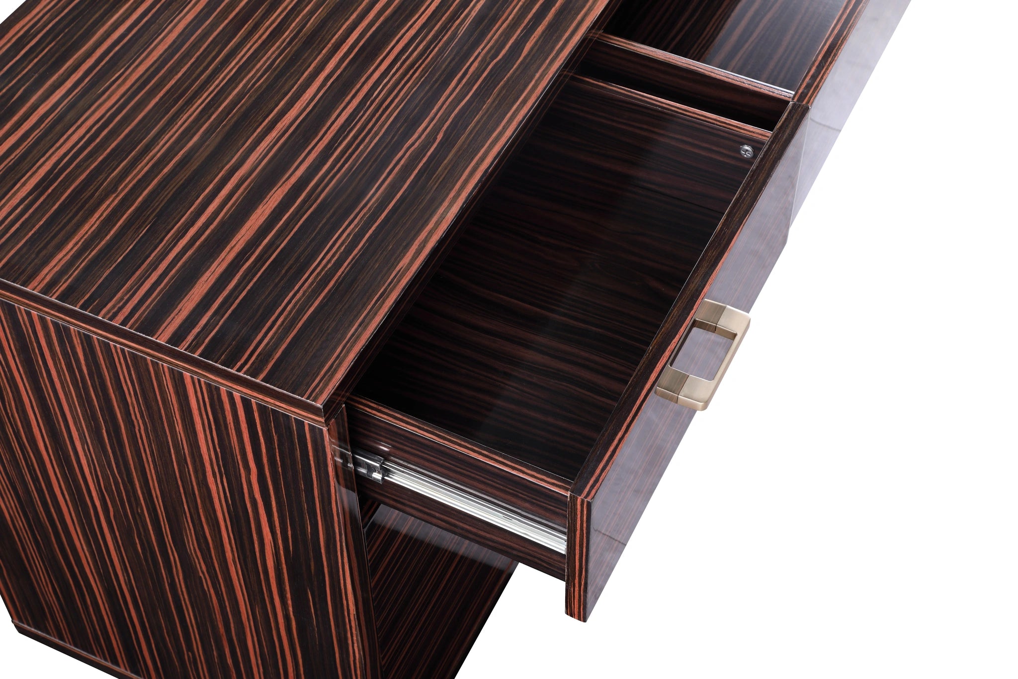 Excel Brown Zebra Wood Veneer Lacquer Sideboard/Buffet
