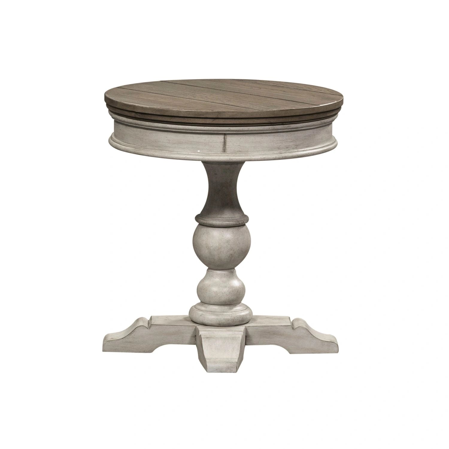 Heartland Round Pedestal Chair Side Table in Antique White image