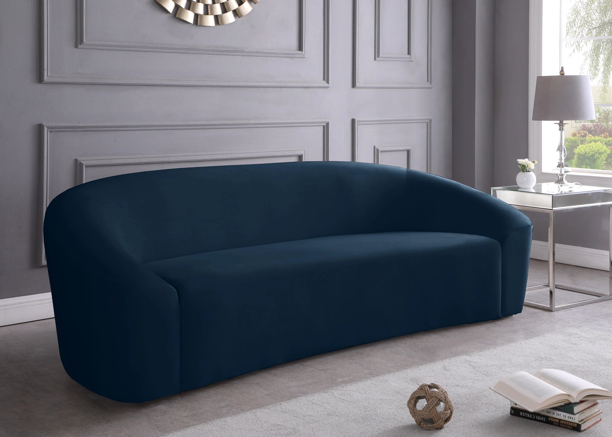 Riley Navy Velvet Sofa