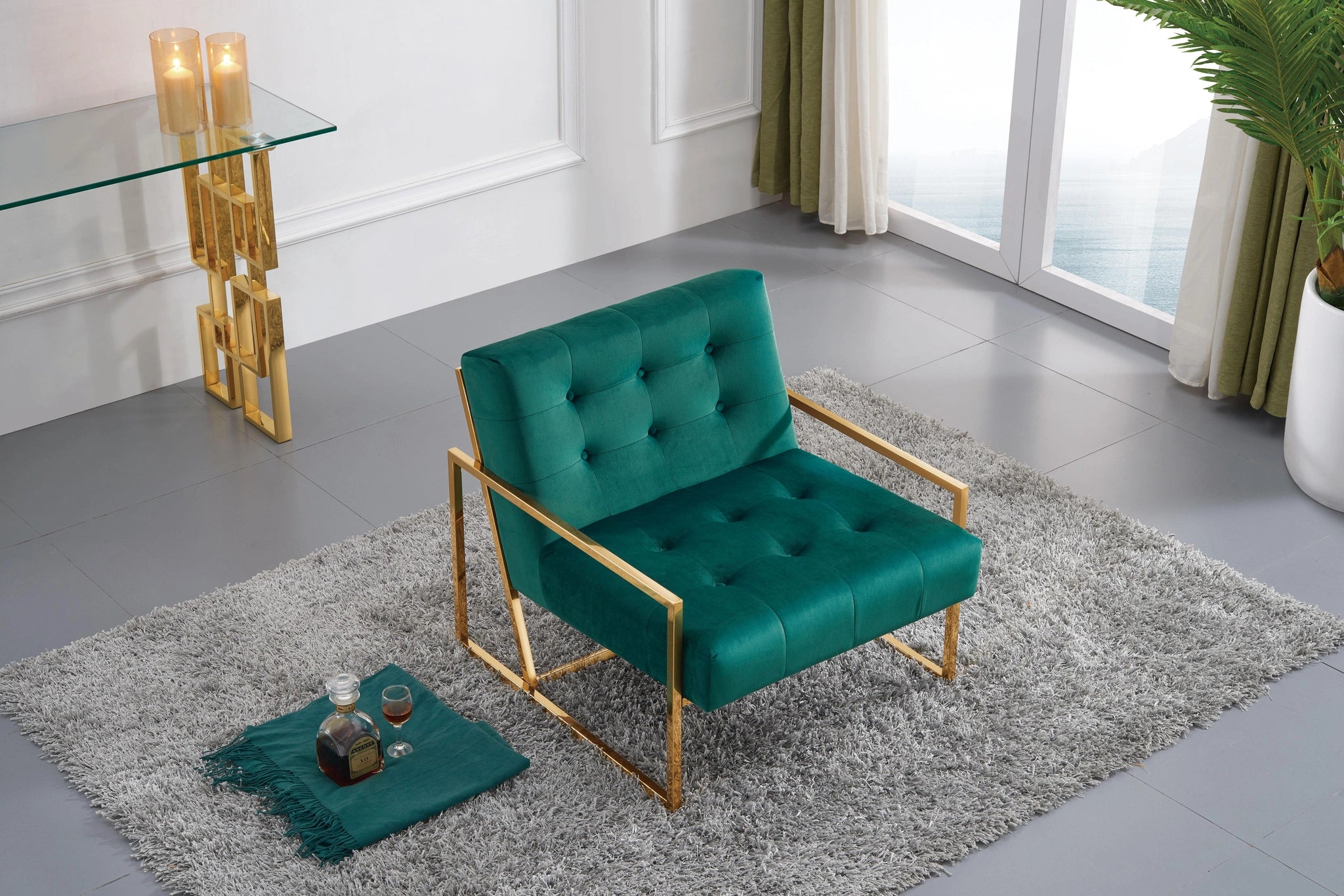 Pierre Green Velvet Accent Chair