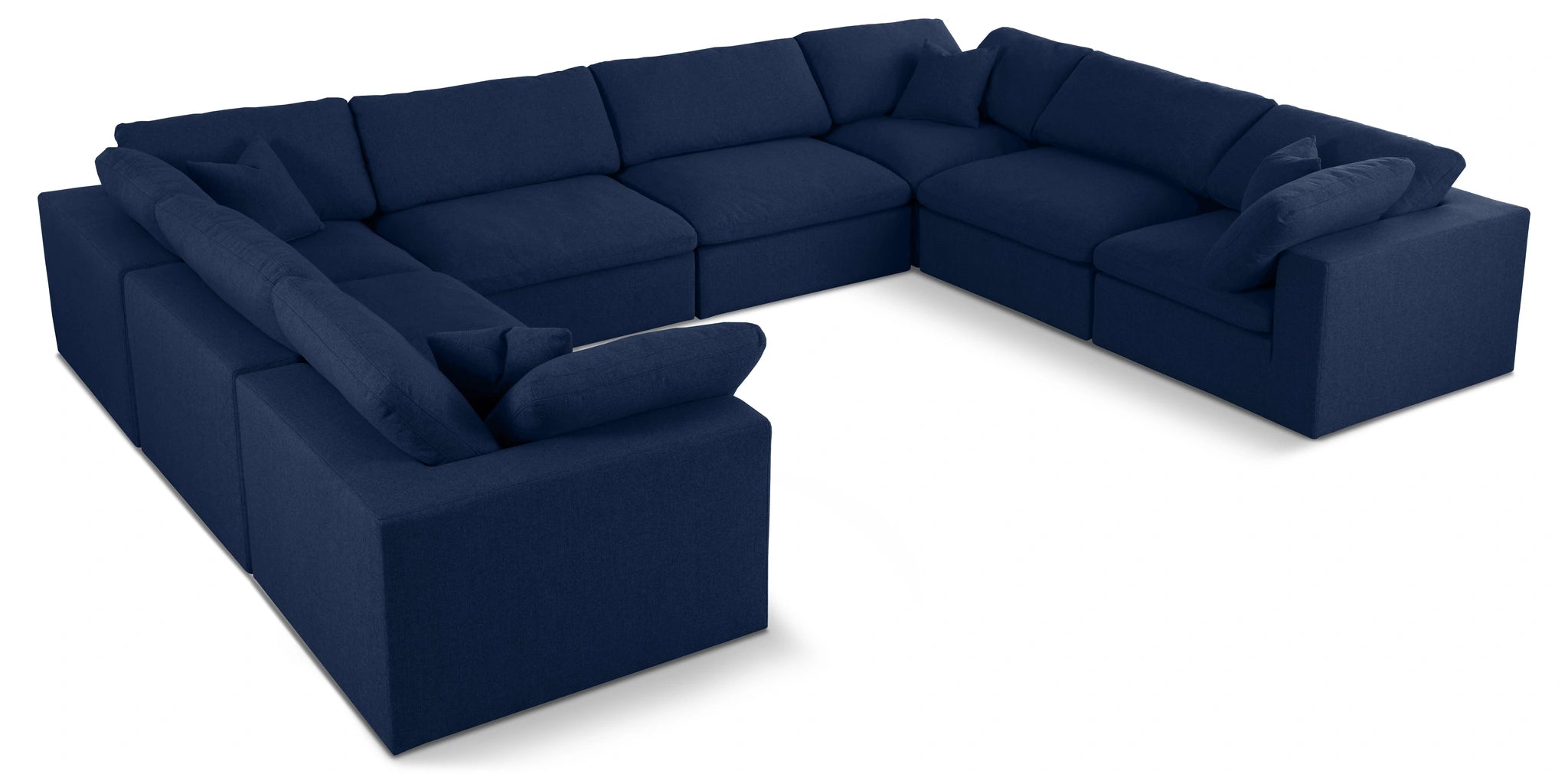 Serene Navy Linen Fabric Deluxe Cloud Modular Sectional