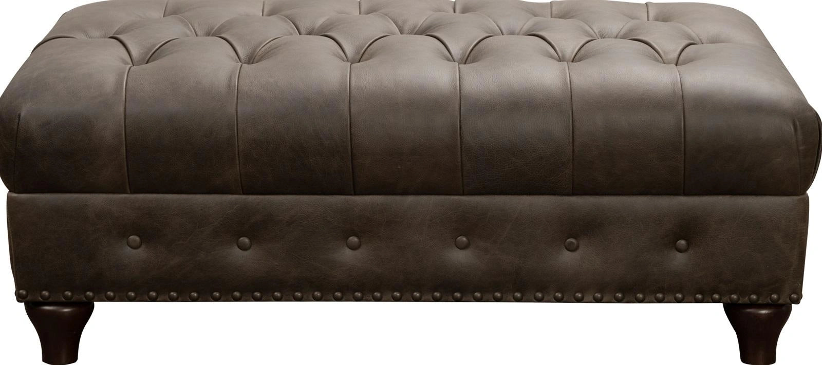 Pulaski Charlie Leather Cocktail Ottoman in Heritage Brown
