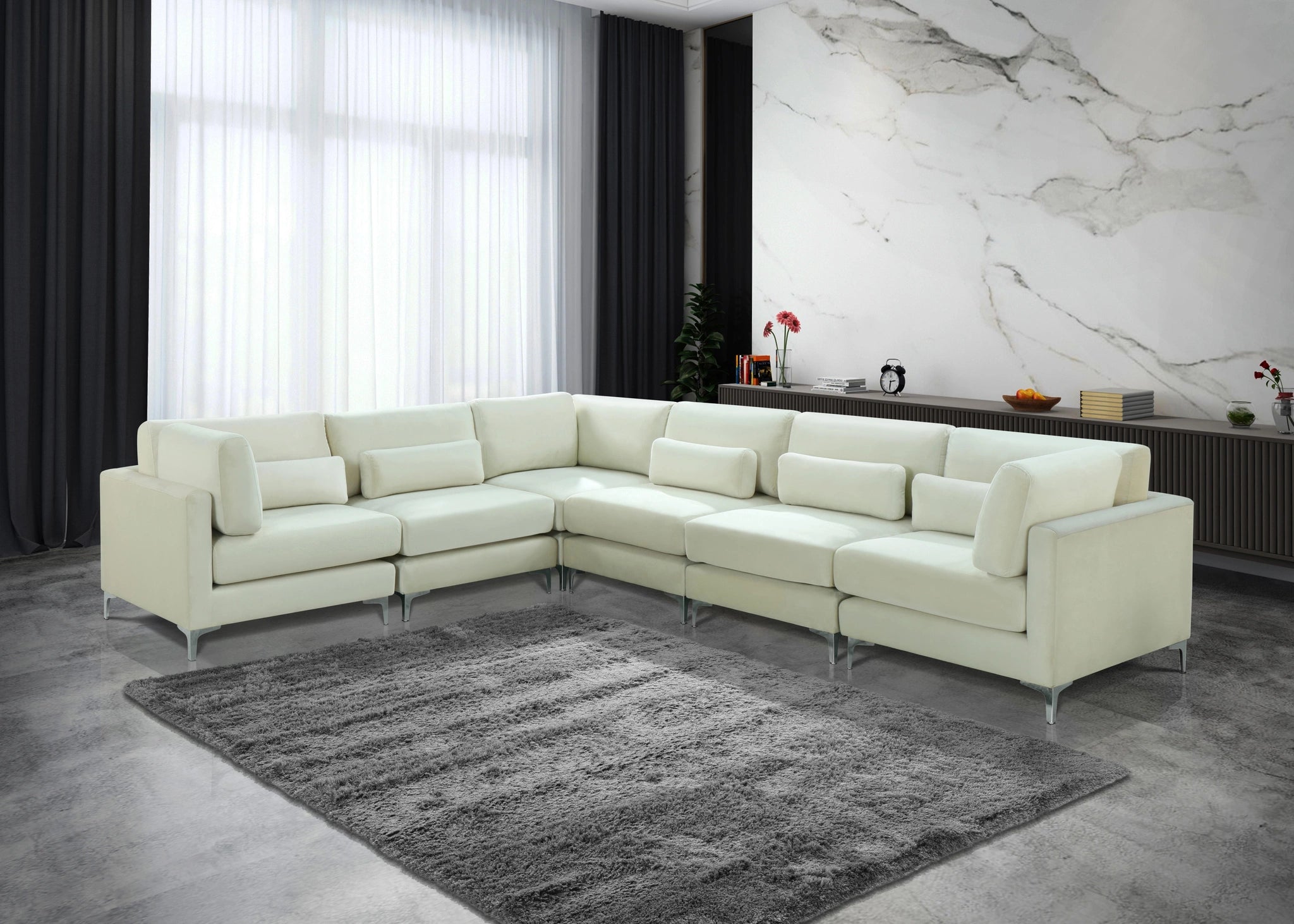 Julia Cream Velvet Modular Sectional (6 Boxes)