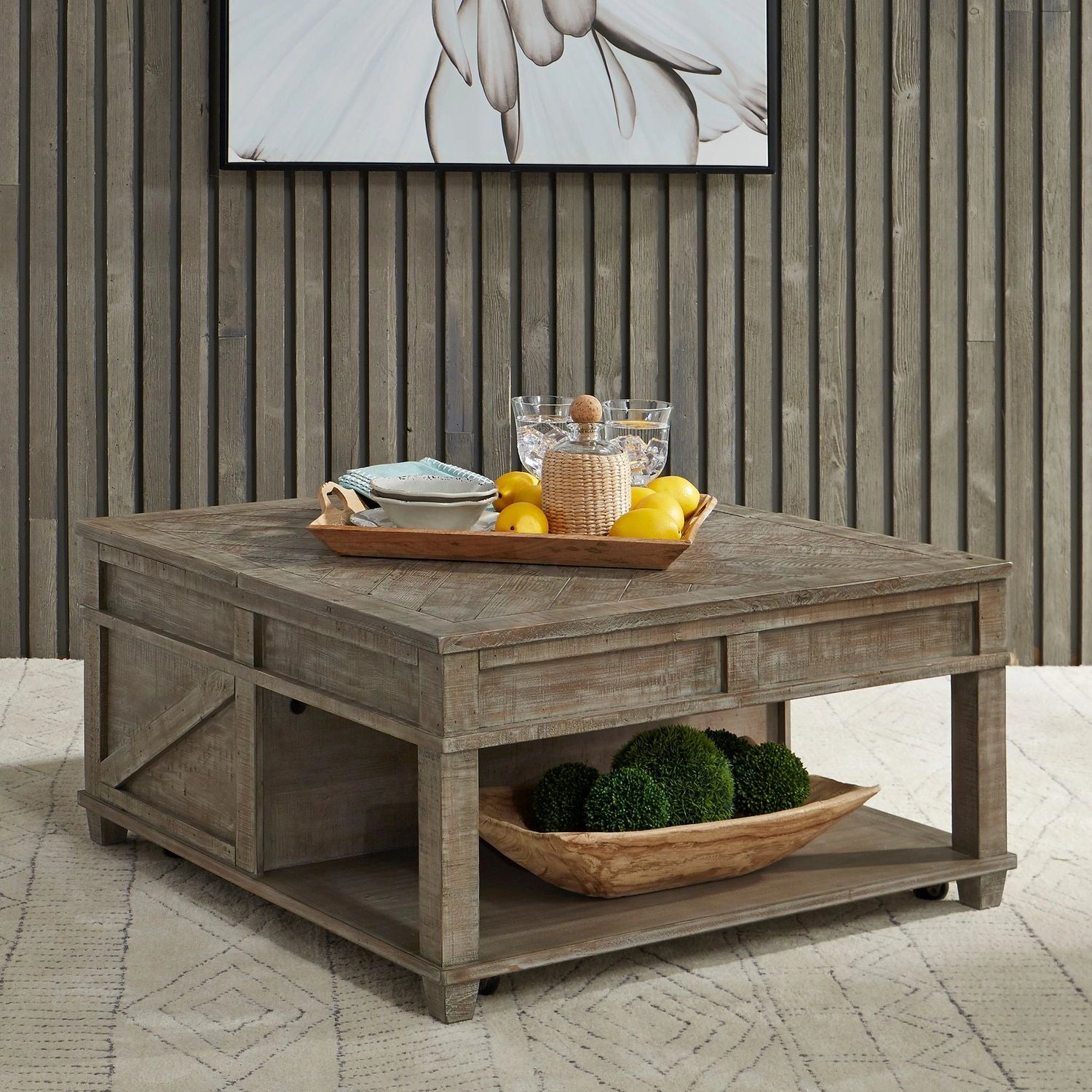 Parkland Falls Square Lift Top Cocktail Table in Weathered Taupe image