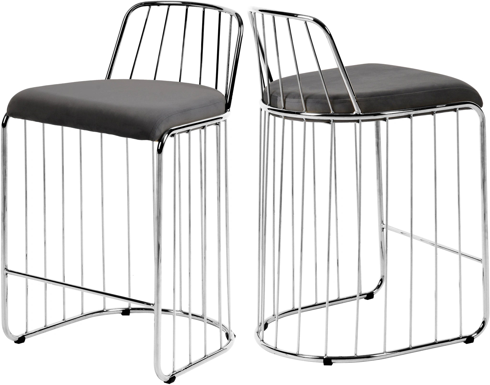 Gio Grey Velvet Stool