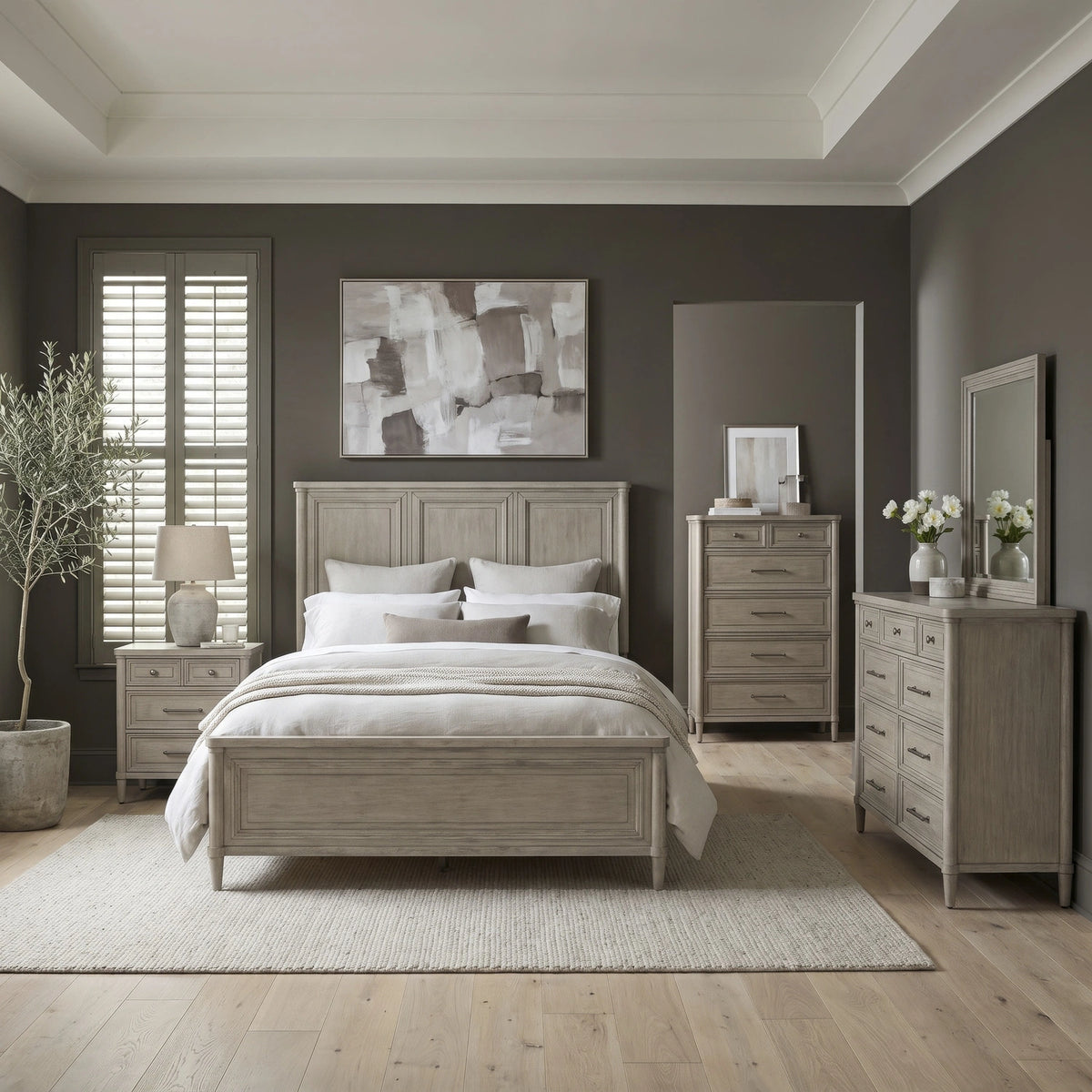 Rochelle Park Panel Bed, Dresser & Mirror, Chest, Night Stand image