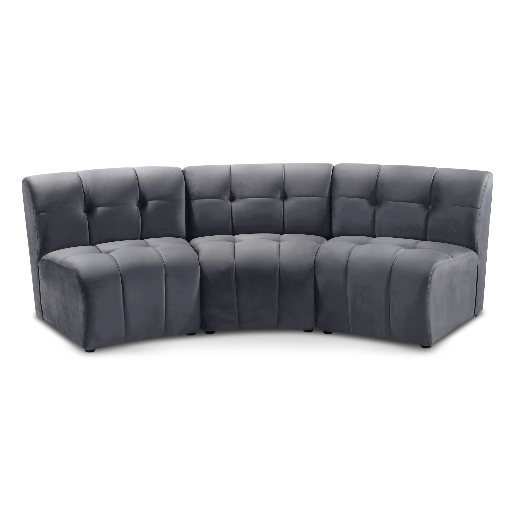 Limitless Grey Velvet 3pc. Modular Sectional