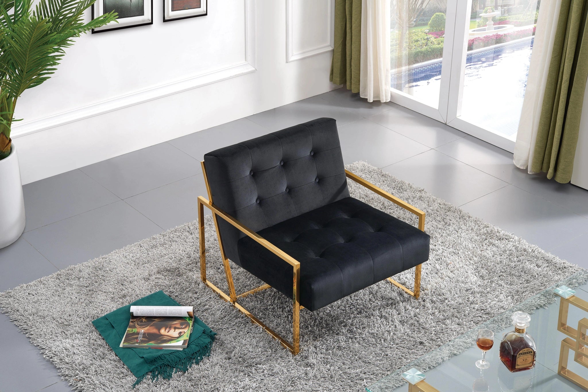 Pierre Black Velvet Accent Chair