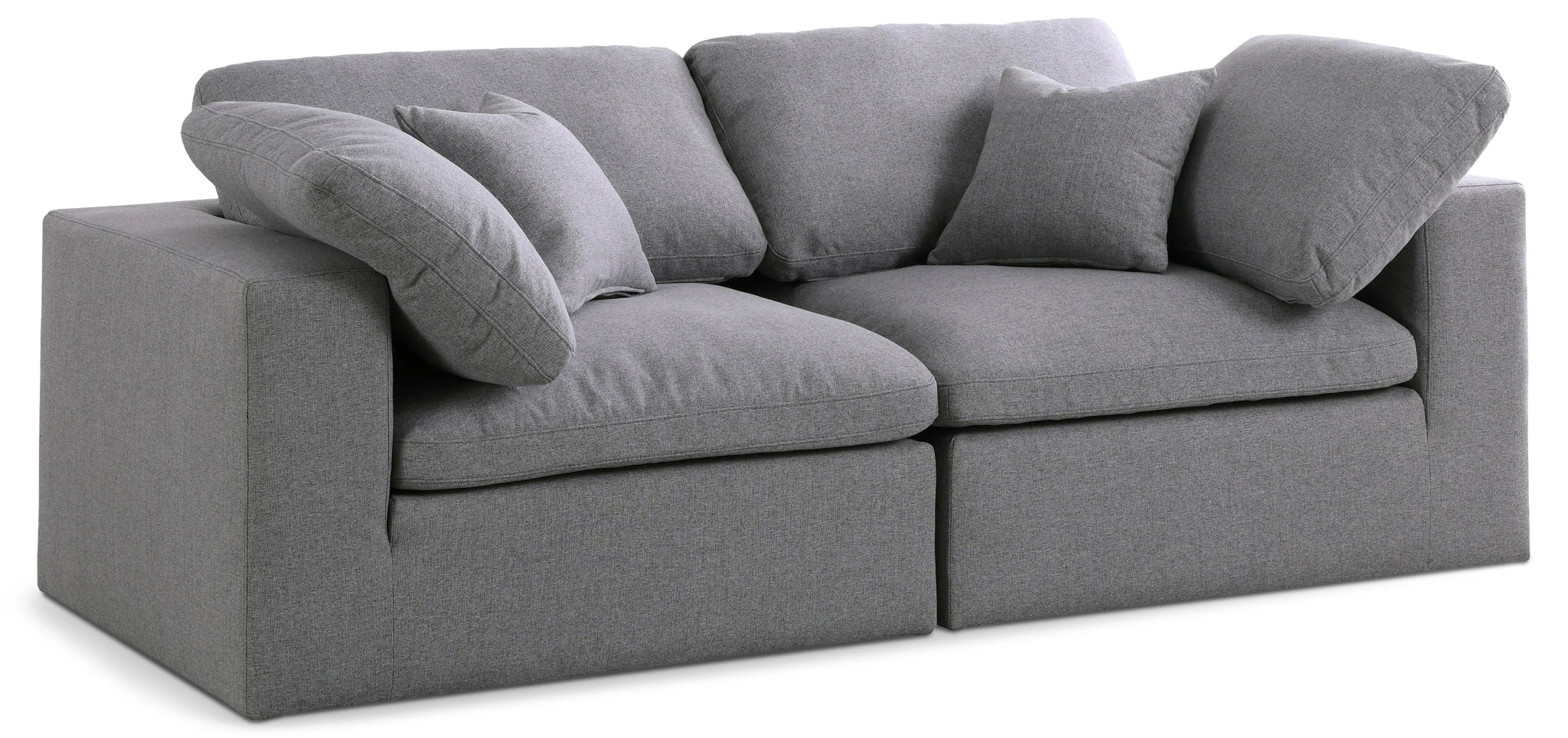 Serene Grey Linen Fabric Deluxe Cloud Modular Sofa
