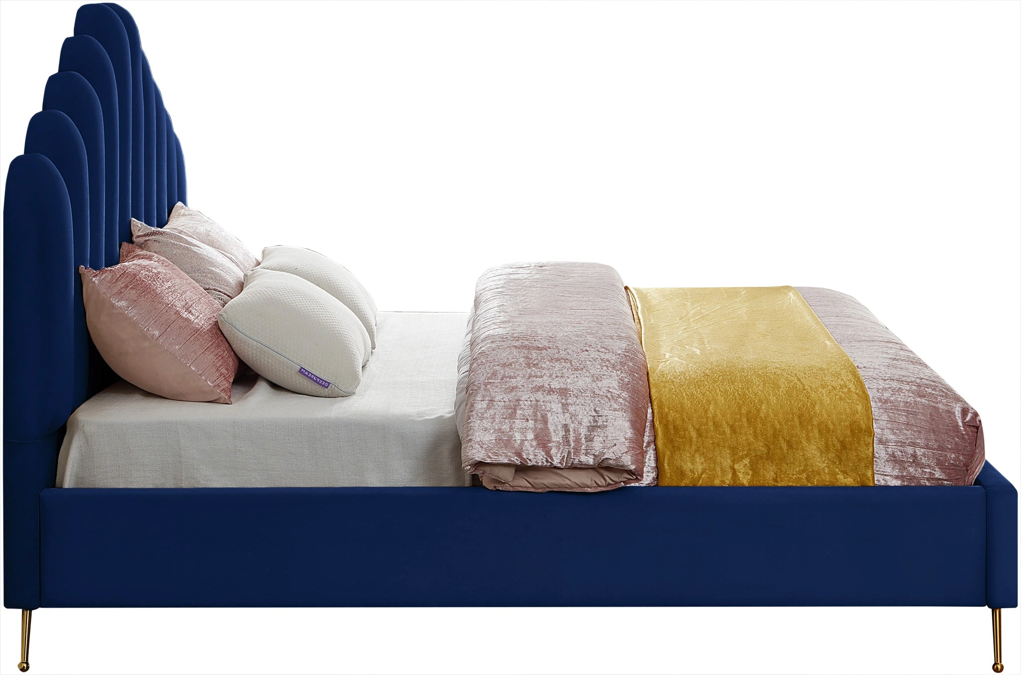 Lily Navy Velvet King Bed