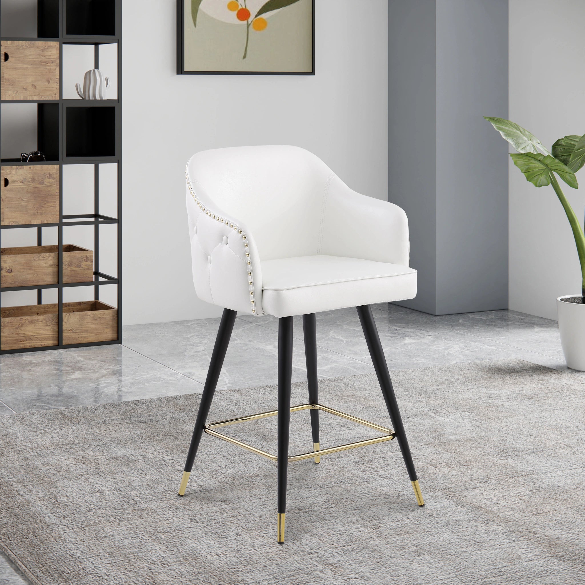 Barbosa White Faux Leather Counter/Bar Stool