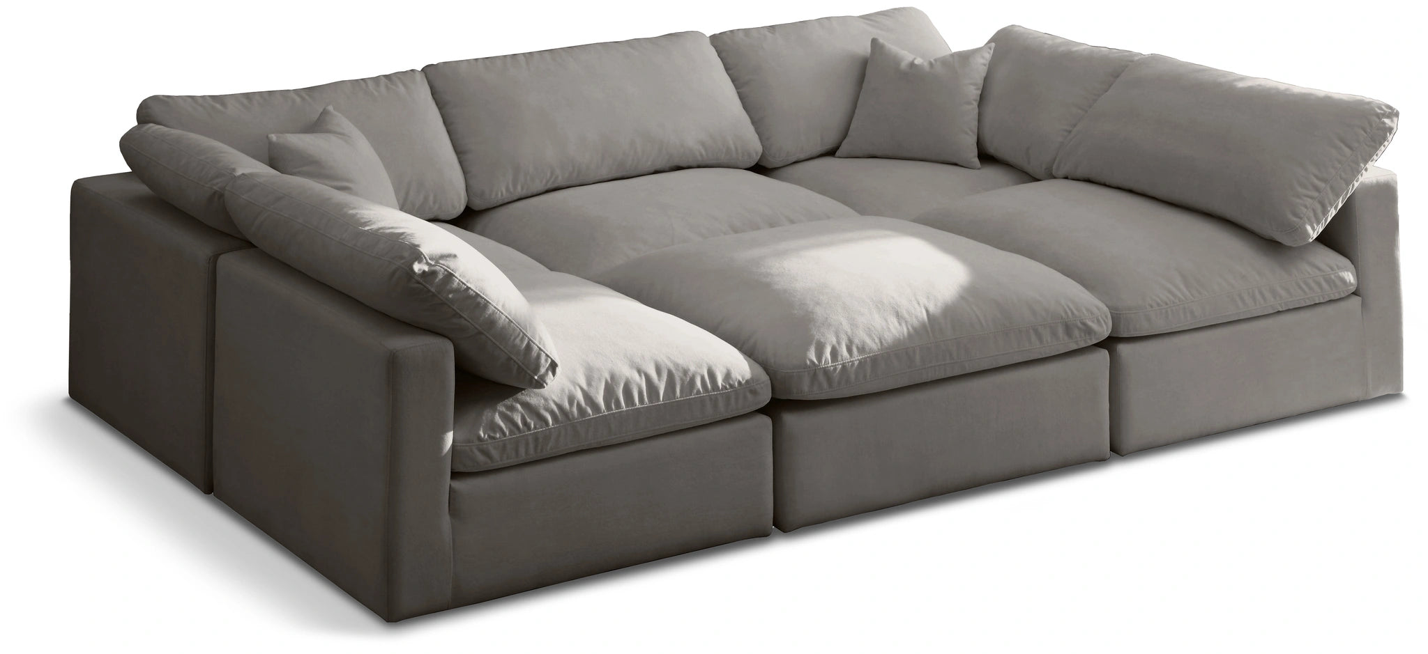 Plush Grey Velvet Standard Cloud Modular Sectional