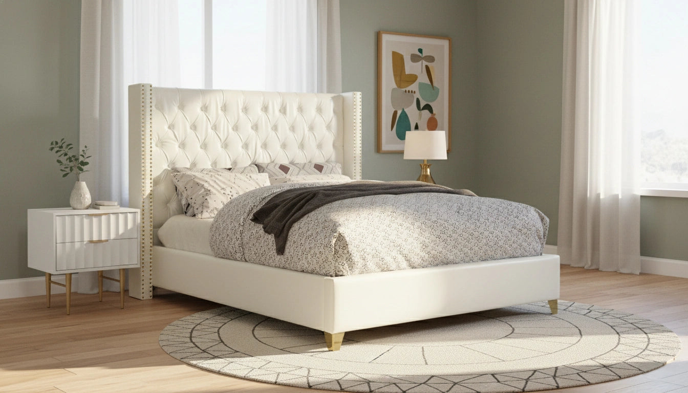 Soho White Bonded Leather Full Bed