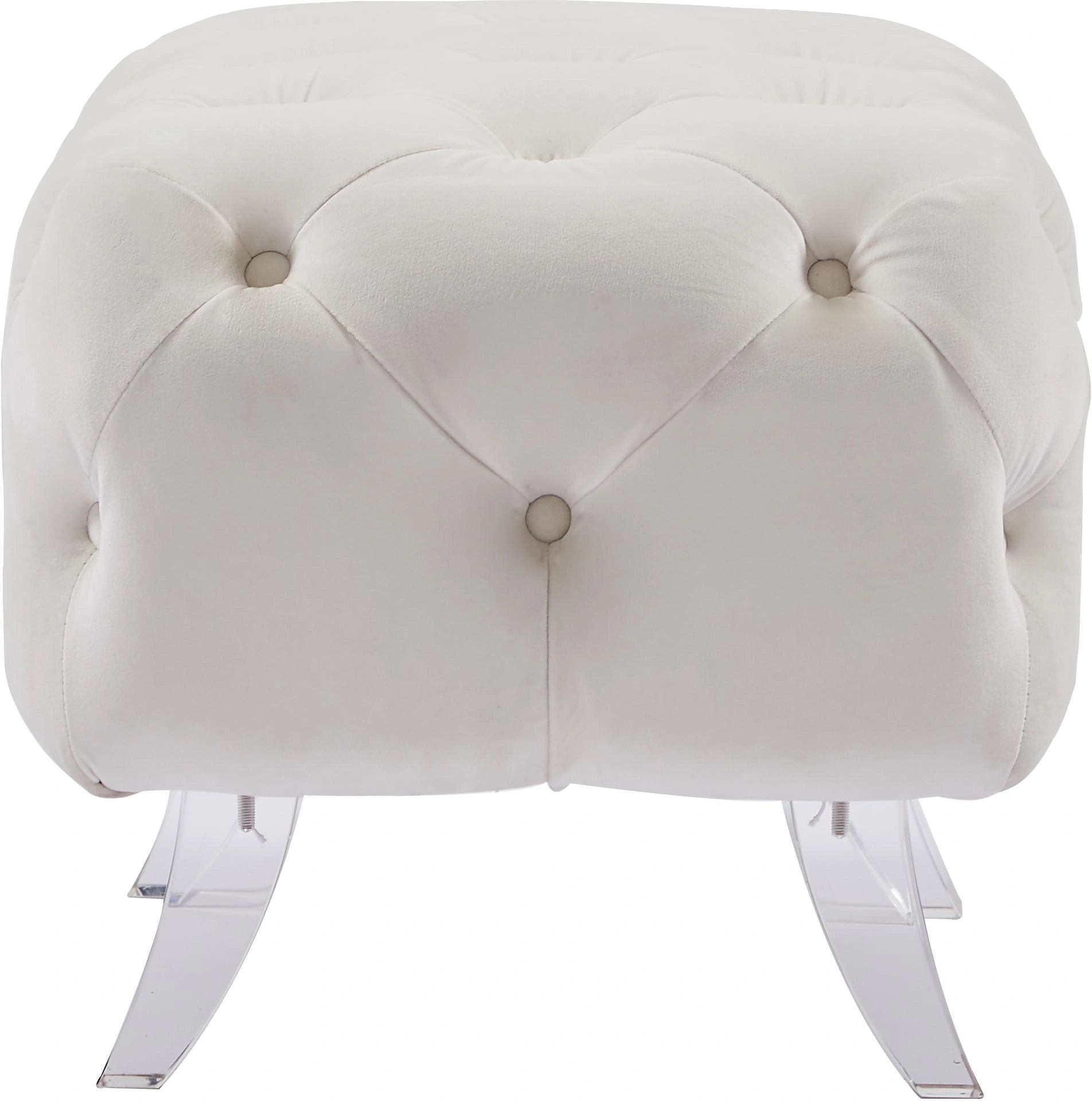 Crescent Cream Velvet Ottoman