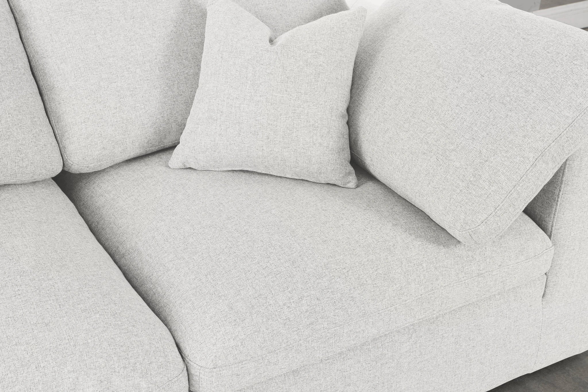 Serene Cream Linen Fabric Deluxe Cloud Modular Sofa