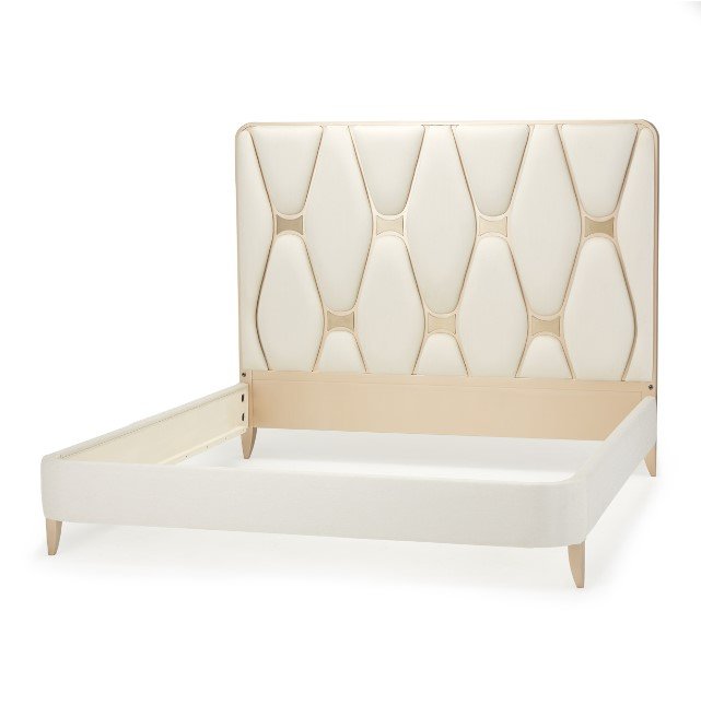 AICO La Rachelle Cal King Upholstered Panel Bed in Medium Champagne - Luxury Home Furniture (MI)