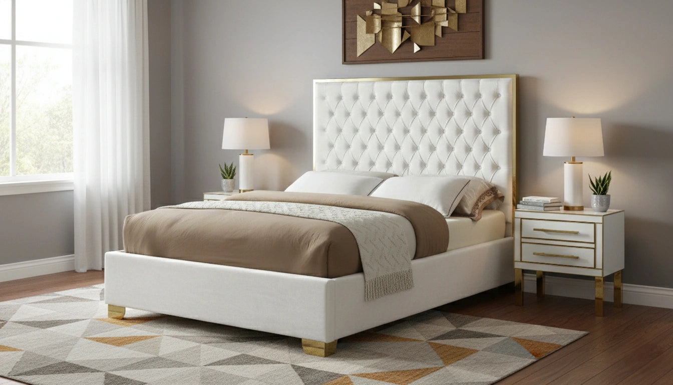 Lana White Velvet Full Bed