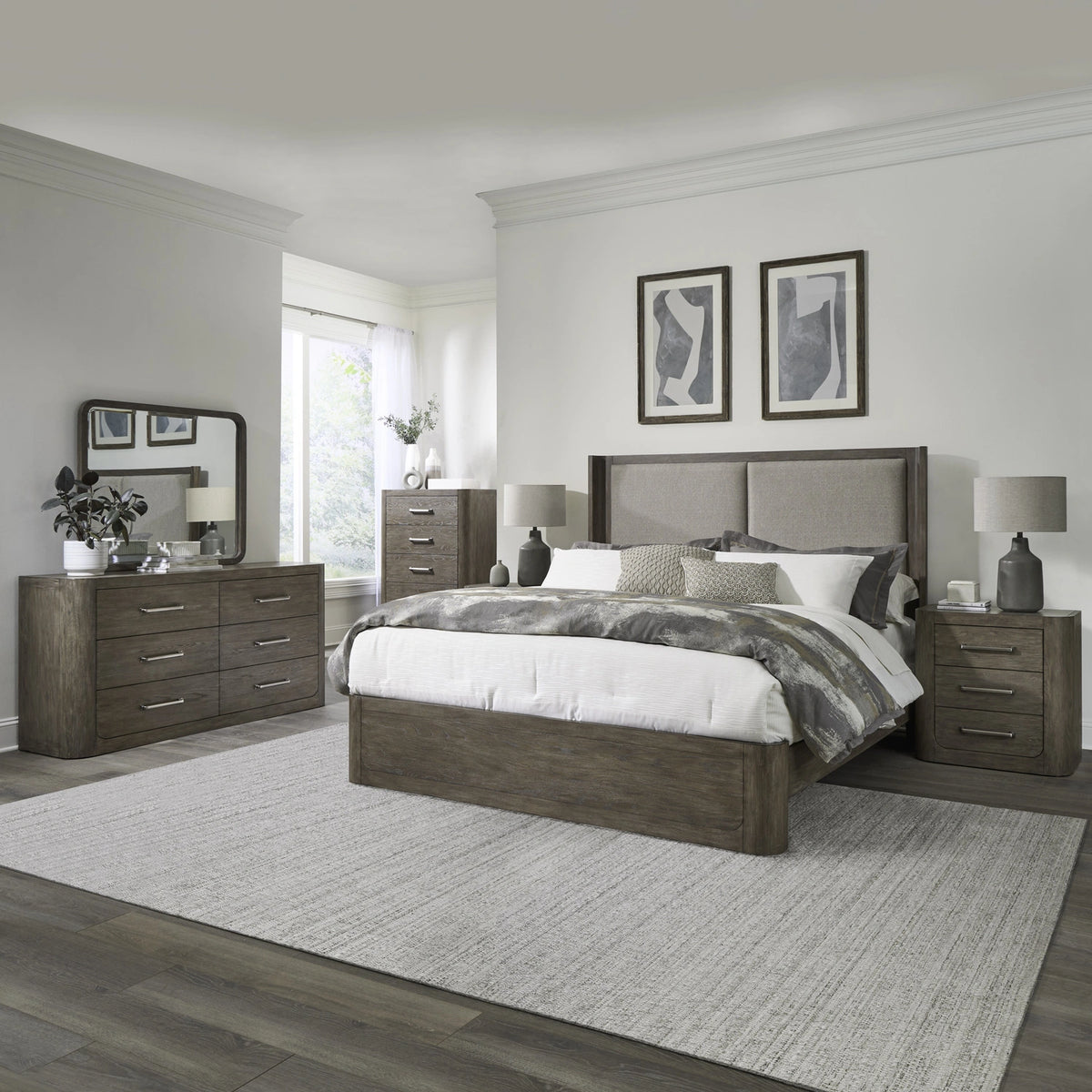 South Bend King California Shelter Bed, Dresser & Mirror, Chest, Night Stand image