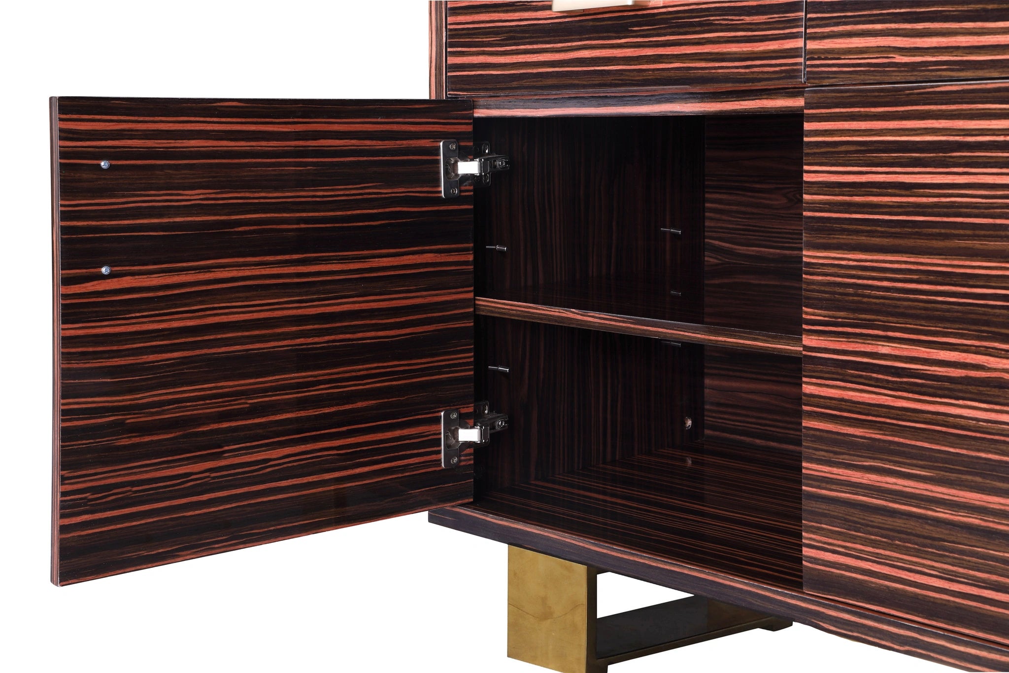 Excel Brown Zebra Wood Veneer Lacquer Sideboard/Buffet