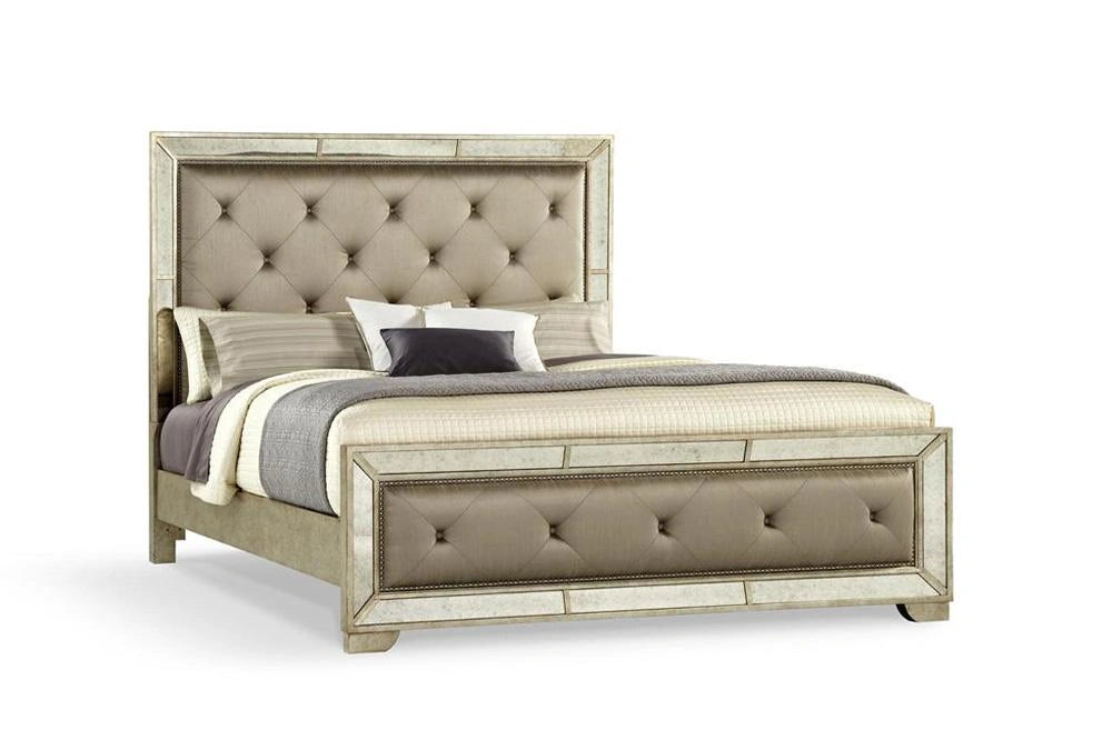 Pulaski Farrah California King Panel Bed with Tufting in Metallic